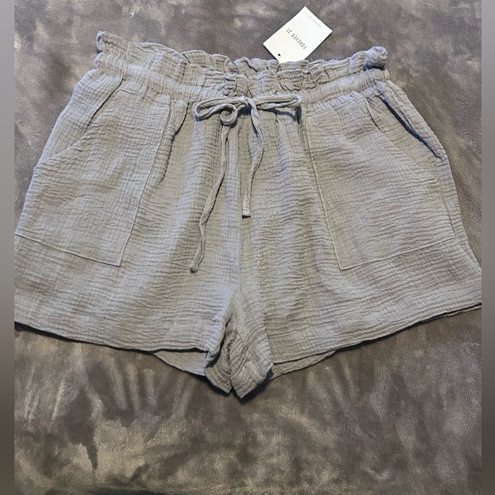 Forever 21 lined cotton gauze high-waist drawstring shorts nwt